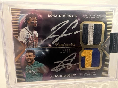 Julio Rodriguez Ronald Acuna Jr 2024 Topps Luminaries Spark of Light Dual Auto /15