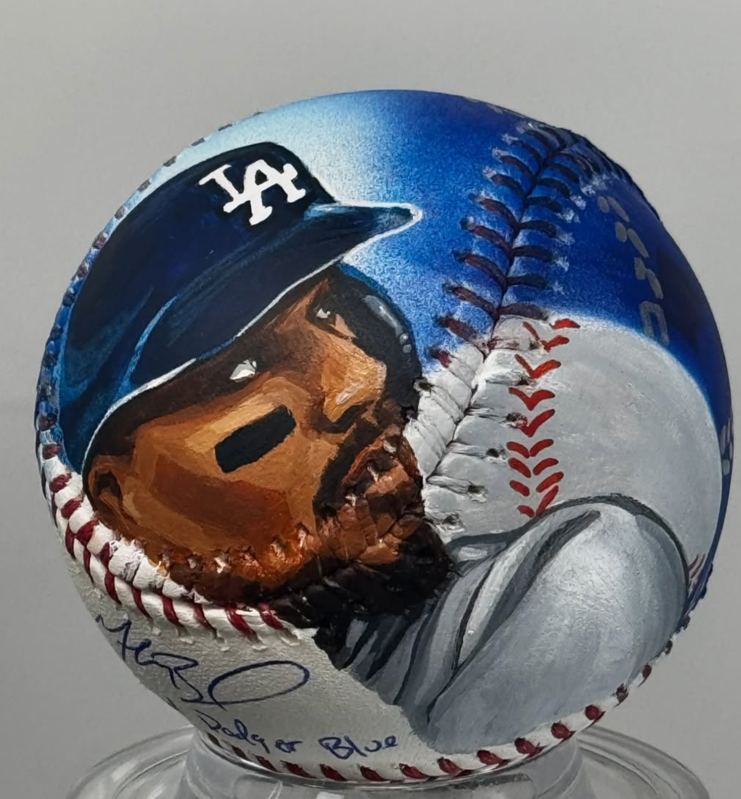Hand-painted Los Angeles baseball portrait by DNA Paint