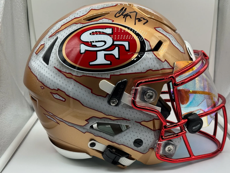 Gold San Francisco 49ers custom art helmet by Nub Grafix
