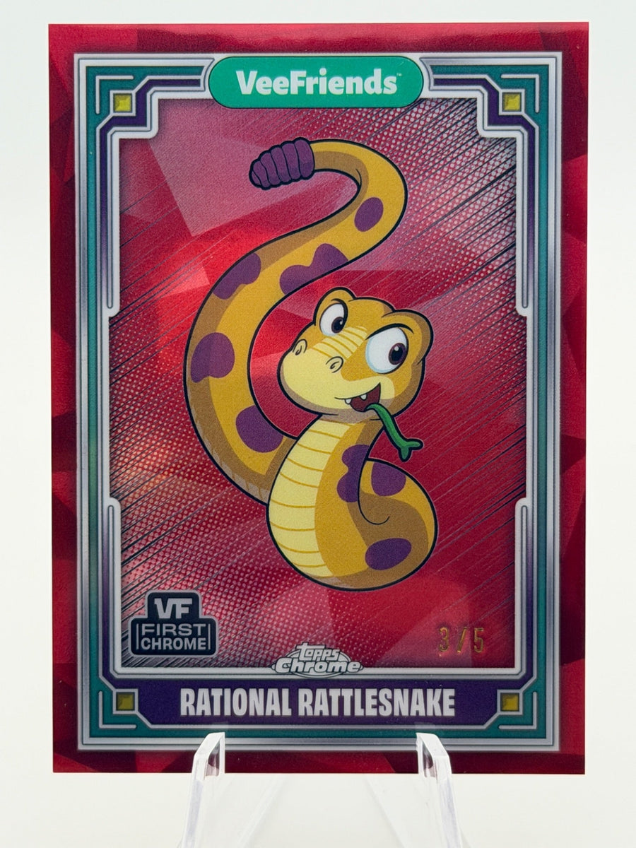 2025 Topps Chrome VeeFriends Rational Rattlesnake Red Refractor 3/5 front