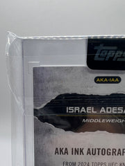 Israel Adesanya 2024 Topps UFC Knockout AKA Gold Ink autograph 1/1 case and card detail