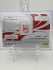 Lamine Yamal and Nico Williams 2024-25 Panini Immaculate dual autograph 1/5 back in holder