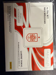 Lamine Yamal and Nico Williams 2024-25 Panini Immaculate dual autograph 1/5 back close-up