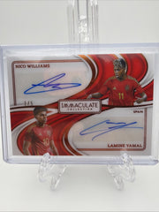 Lamine Yamal and Nico Williams 2024-25 Panini Immaculate dual autograph 1/5 front in holder