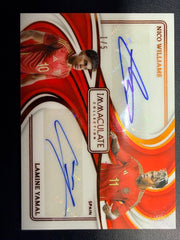 Lamine Yamal and Nico Williams 2024-25 Panini Immaculate dual autograph 1/5 front close-up