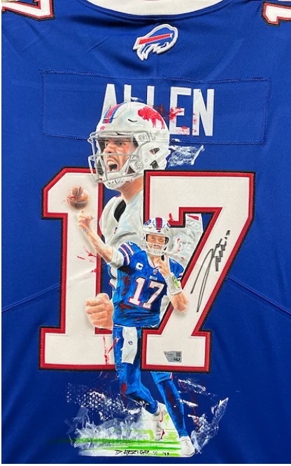 Josh Allen hand-painted jersey artwork by David Arrigo
