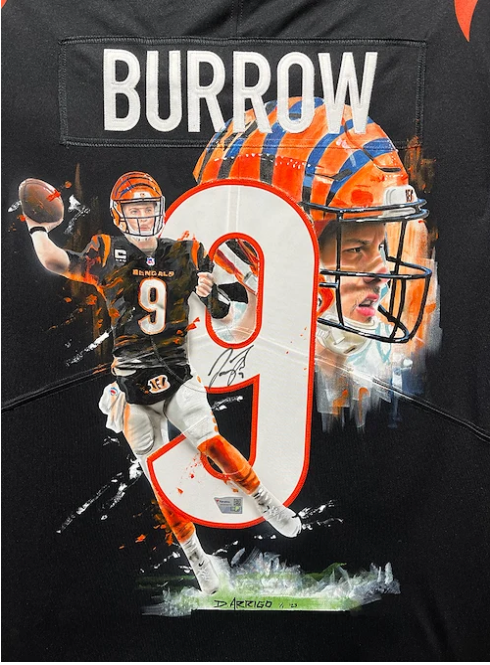 Joe Burrow hand-painted jersey artwork by David Arrigo