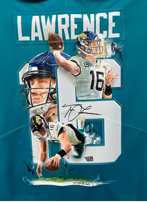 Trevor Lawrence hand-painted jersey artwork by David Arrigo