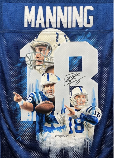 Peyton Manning hand-painted jersey artwork by David Arrigo