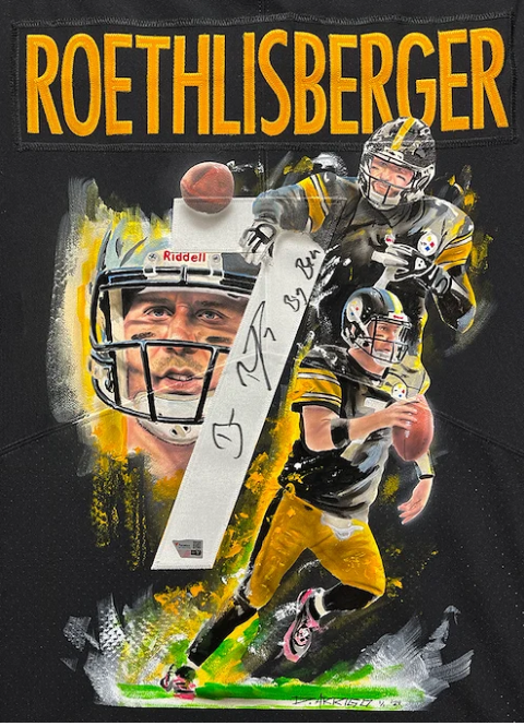 Ben Roethlisberger hand-painted jersey artwork by David Arrigo