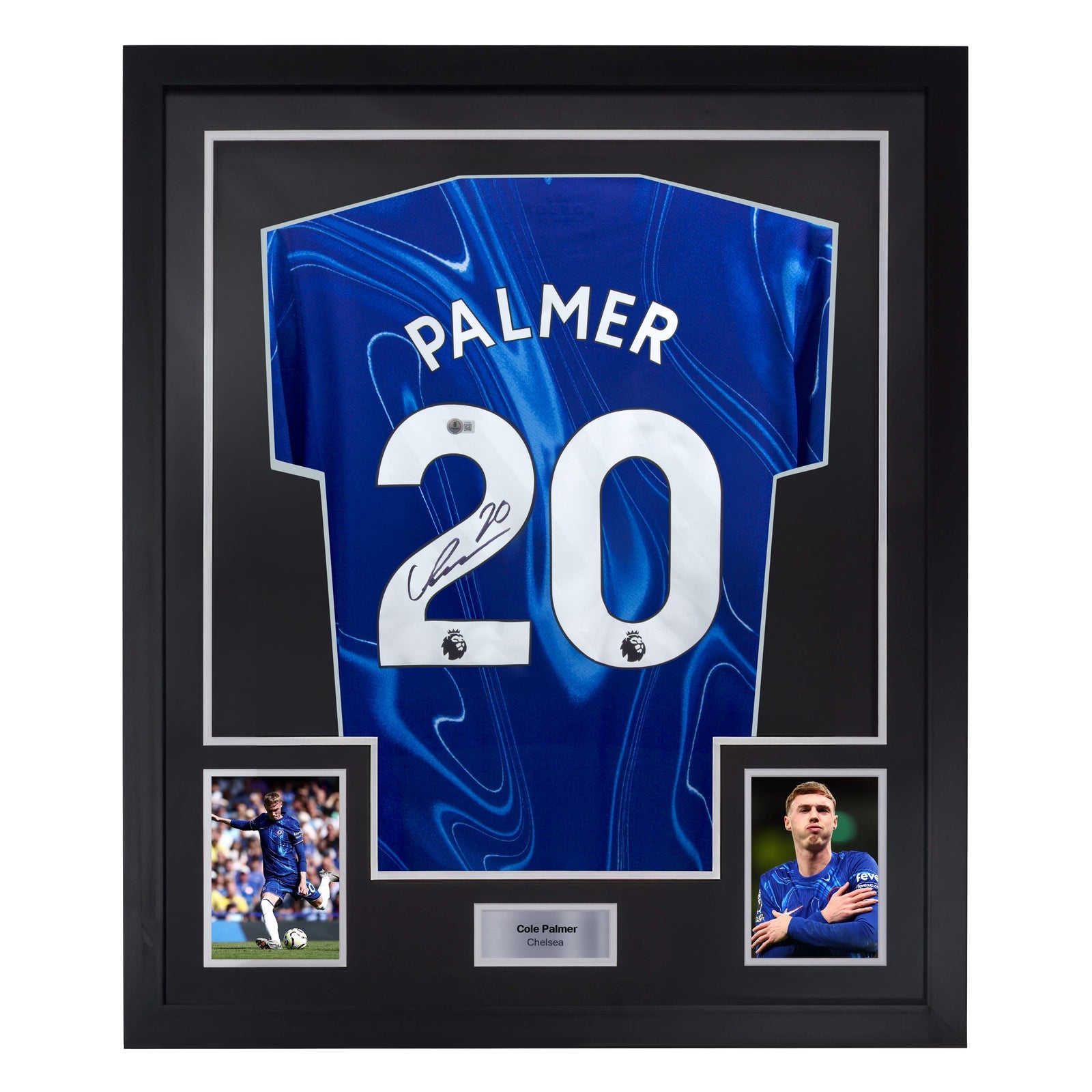 Framed Cole Palmer signed Chelsea FC home jersey