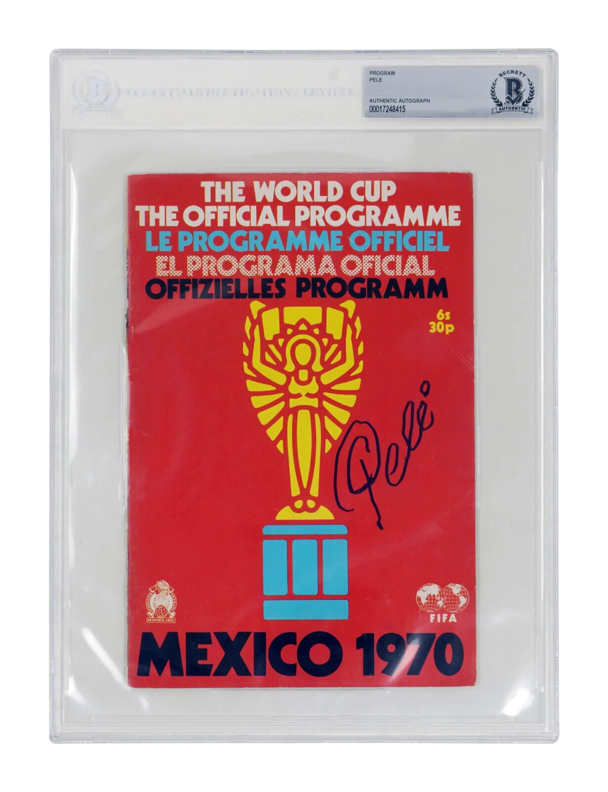 Pelé signed 1970 World Cup official program