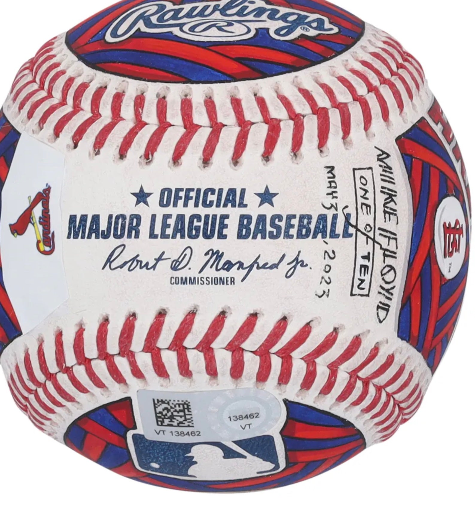 Hand-painted St. Louis Cardinals art baseball by Mike Floyd