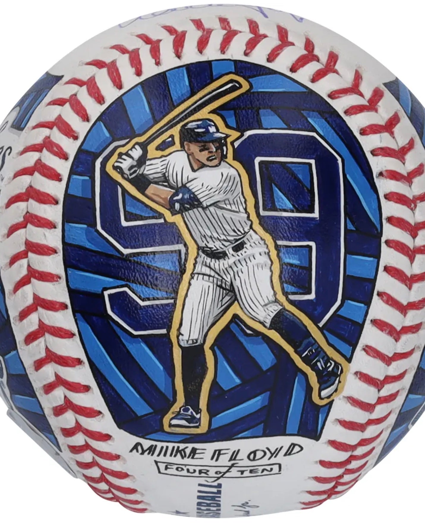 Hand-painted New York Yankees number 99 art baseball by Mike Floyd