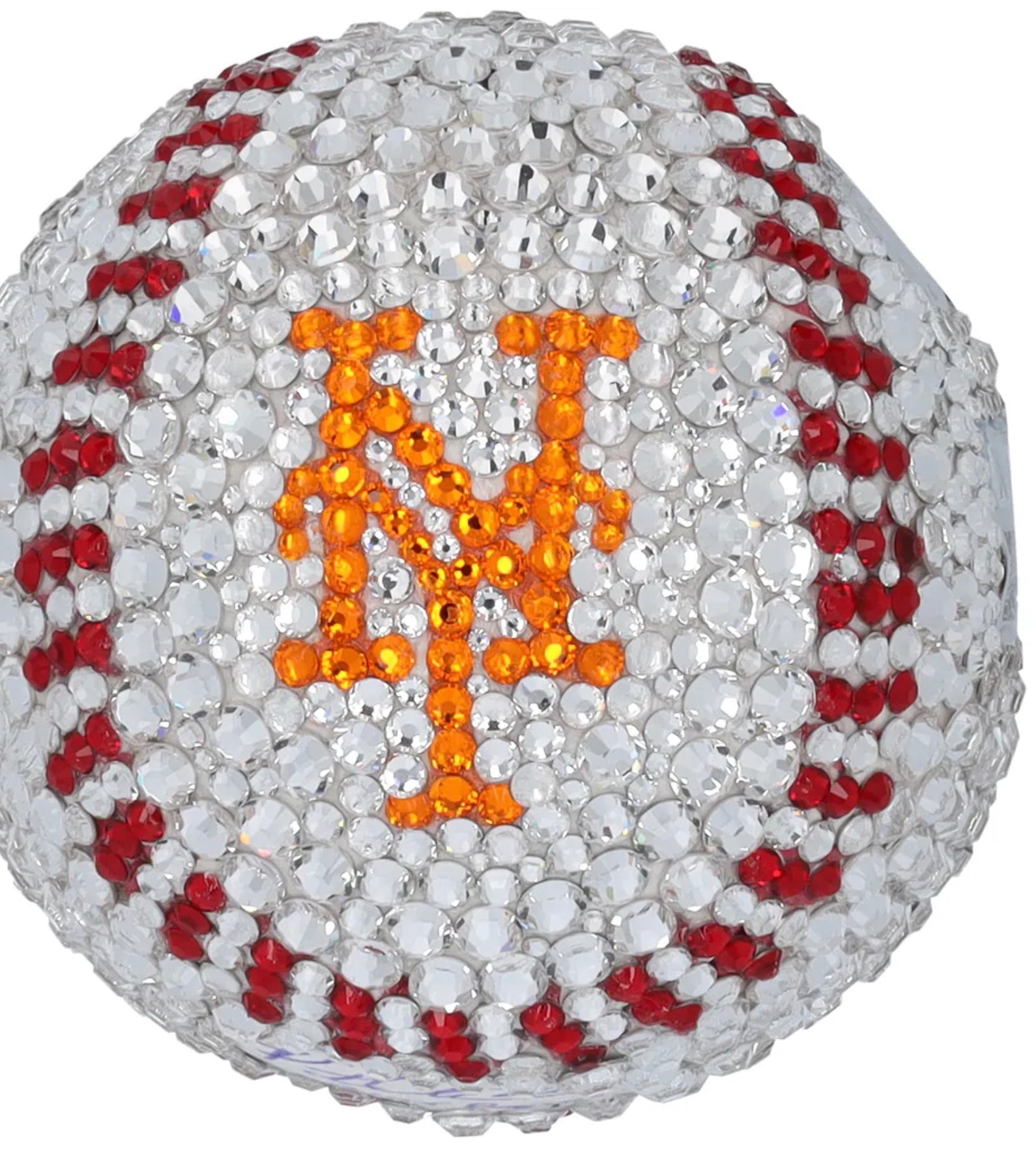 Crystal-covered baseball with orange H artwork by Rock On Sports