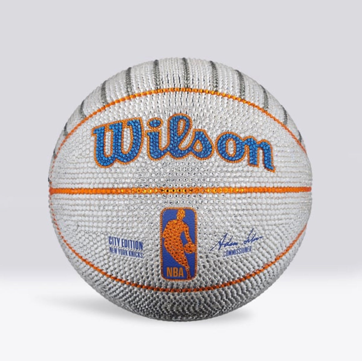 Crystal-covered New York Knicks basketball by Rock On Sports