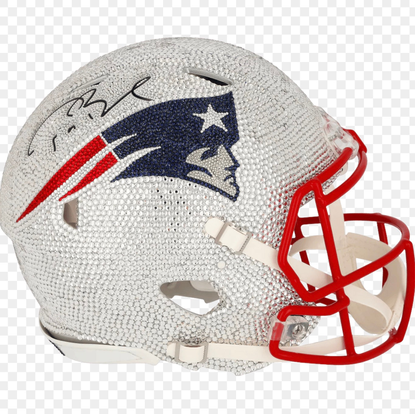 Signed crystal-covered New England Patriots helmet by Rock On Sports