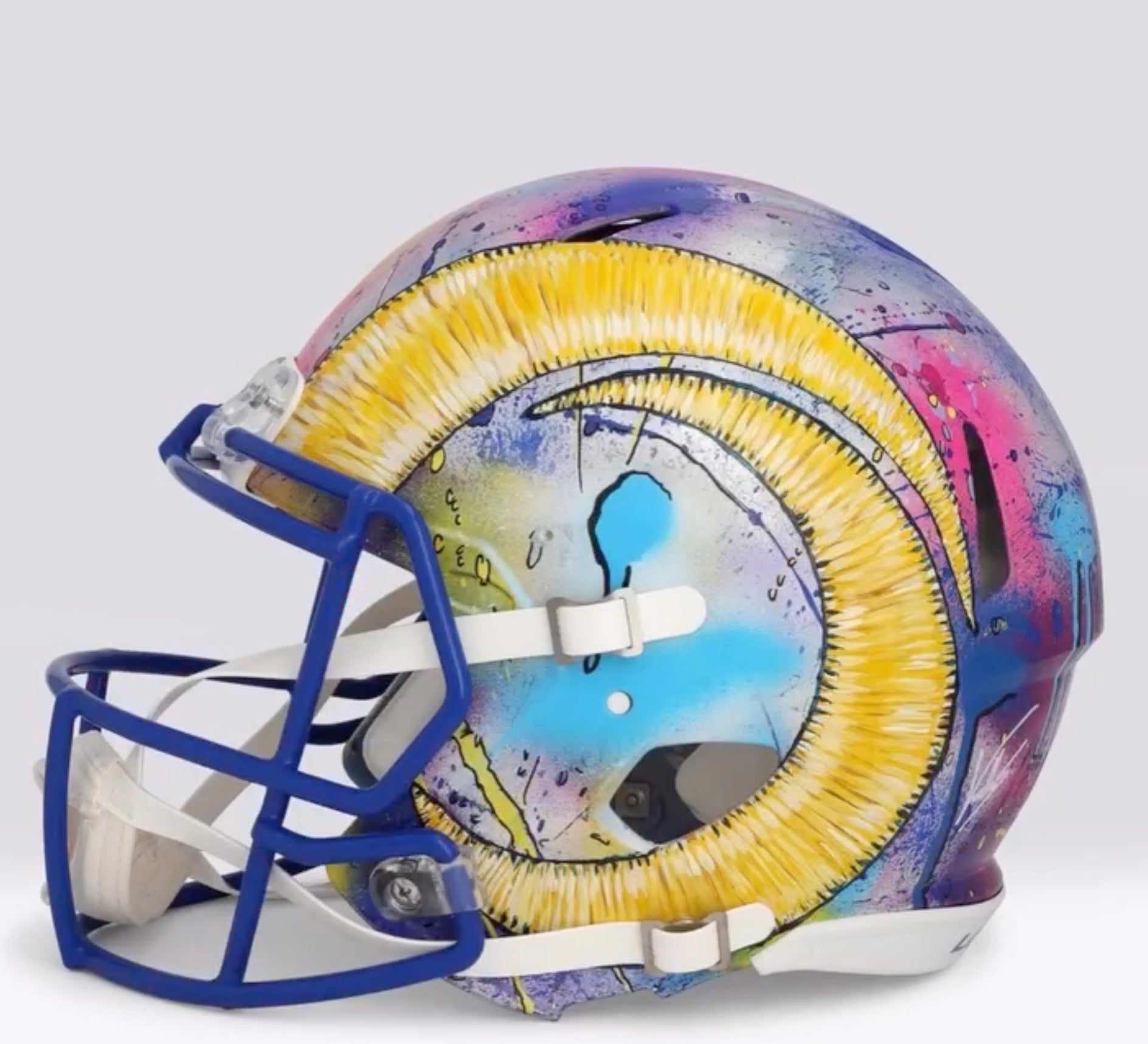 Custom-painted Los Angeles Chargers helmet by Shawn Voelker